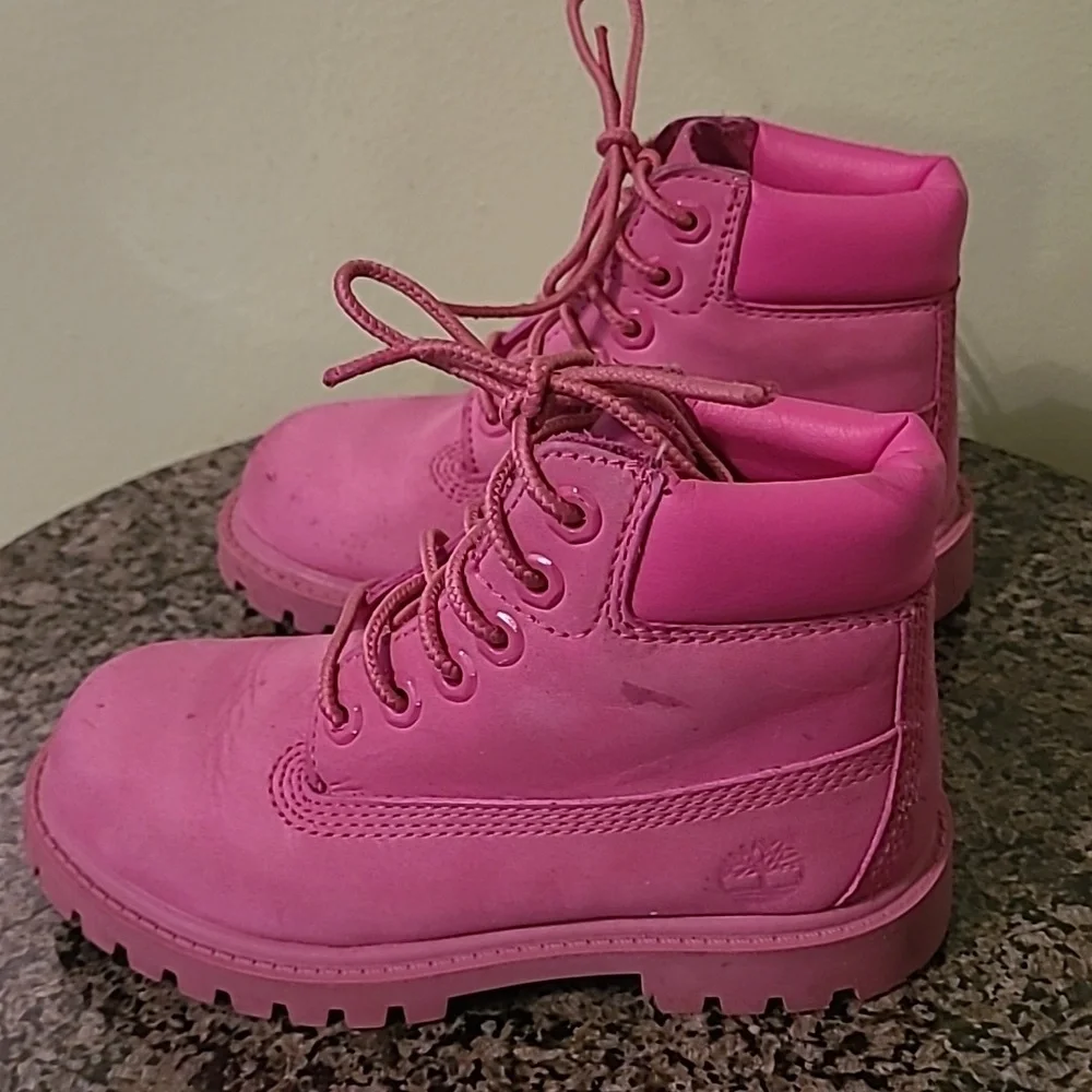 Timberland Pink Nubuck Leather Boots Toddler Girls 10 Waterproof Winter Casual